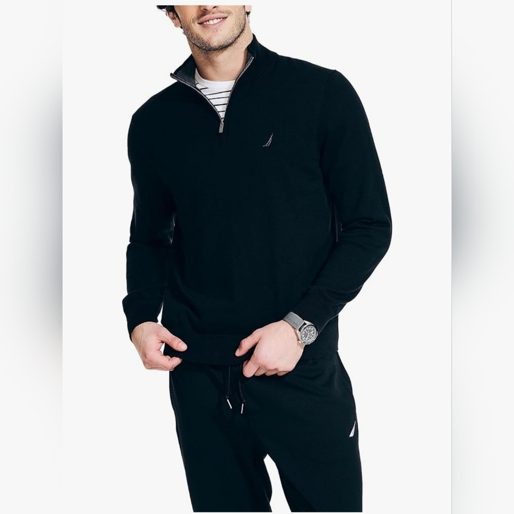 Nautica Men's Black Half Zip-Up Sweater XL